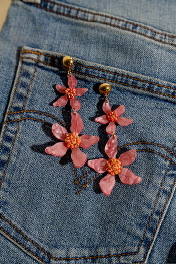 Pink Flowers Earrings
