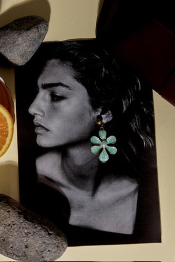 Flower Power Verde Agua Earrings
