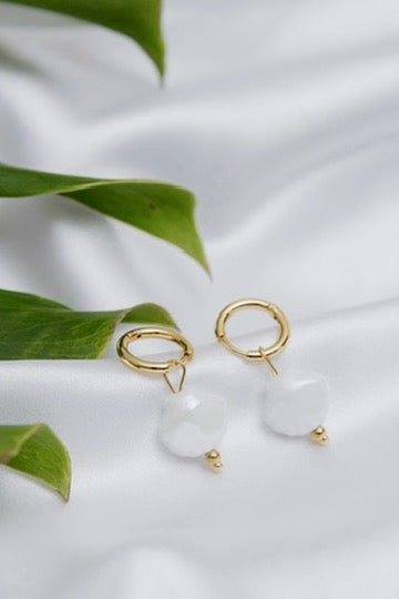 Mini White Shell Earrings