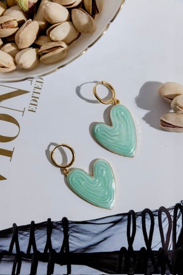 Melted Heart Verde Agua Earrings
